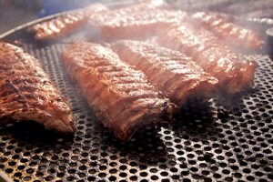 BBQ ribs grilled meat smoke fog barbecue food