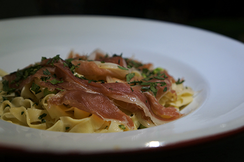 Fettucine al prosciutto, María Ciento38