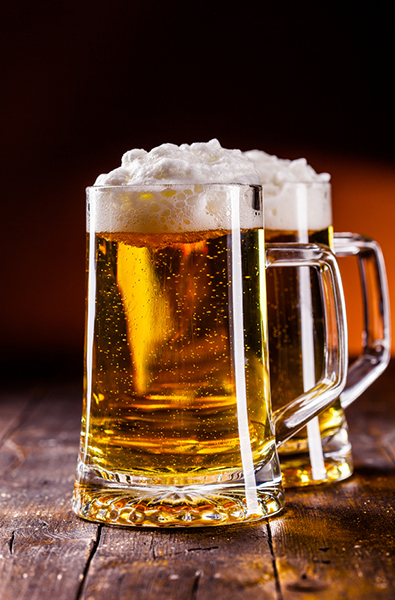 Beer on wooden table