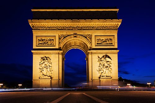 Arc de Triomphe at night, Paris, France Arc de Triomphe at night, Paris, France
